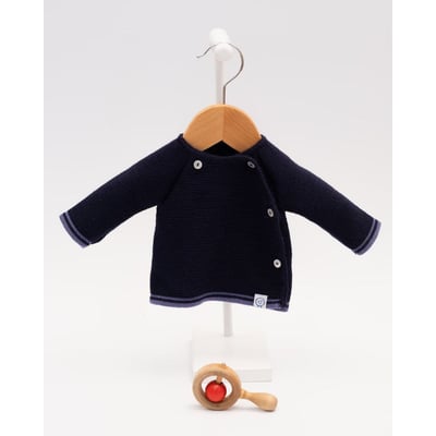 Brassière Liseré Bébé Marine/Écru - 1 Ou 3 Mois - La Manufacture De Layette