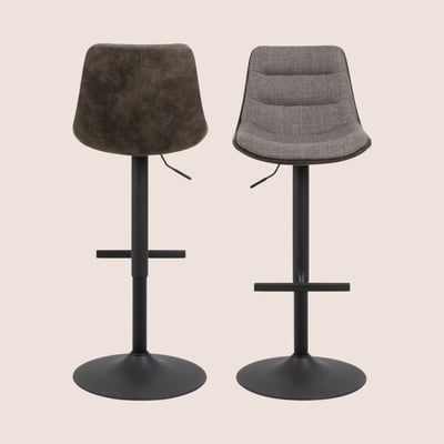 Tabourets de bar en tissu bicolore brun et gris (lot de 2) - ALICIA HELLIN, DEPUIS 1862
