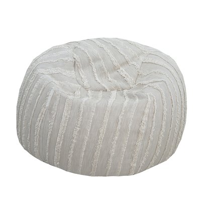 Pouf en coton gris a frange, déhoussable MX HOME