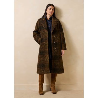 Manteau 3/4 à carreaux col tailleur LA FEE MARABOUTEE