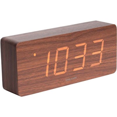 Réveil en bois chiffres LCD Tube Noir PRESENT TIME