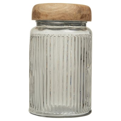 Small Glass Storage Jar with Mango Wood Lid SO'HOME