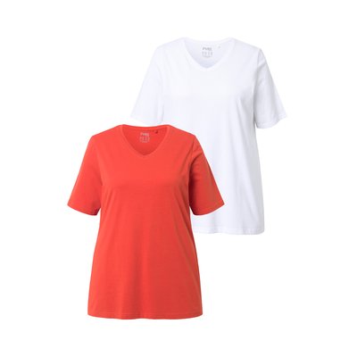 T-shirts en coton bio. Col en V et manches ULLA POPKEN