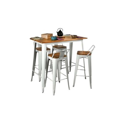 Ensemble table haute et tabourets métal industriel AUBRY GASPARD