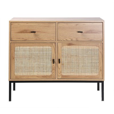 Buffet 2 Portes 2 Tiroirs avec Cannage Rotin L90cm - JAYA CALICOSY