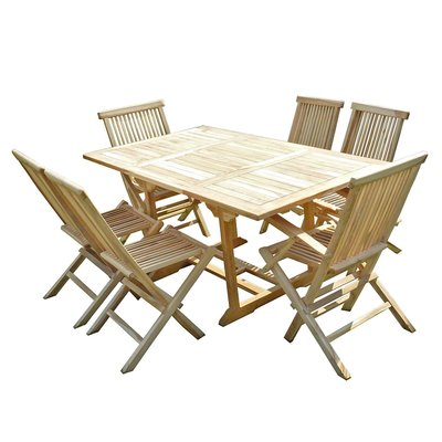 Ensemble salon de jardin en teck SERANG 4 chaises 2 fauteuils C ET L JARDIN