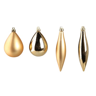 4 boules de sapin de noel olive et glacon or EDEN