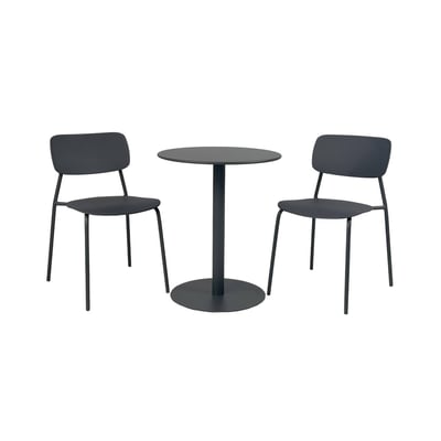 Table de jardin bistrot ronde acier + 2 assises OREA + LIVA SWEEEK