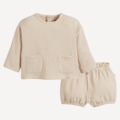 Ensemble 2 pièces T-shirt et bloomer gaze de coton LA REDOUTE COLLECTIONS