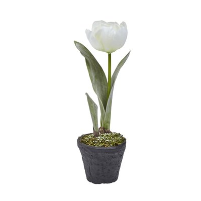 Composition tulipe givrée en pot artificielle H27 SIA DECO