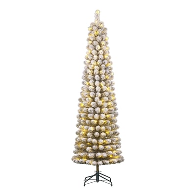 Sapin de Noël artificiel étroit et enneigé avec LED H260 cm CHARLTON BLACK BOX TREES
