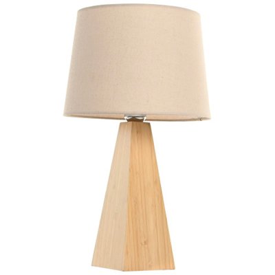 Lampe à poser en bambou et abat-jour lin 30x30x51cm WADIGA