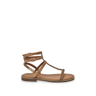 Sandales plates à brides montantes en cuir CORADIAM LES TROPEZIENNES PAR M BELARBI