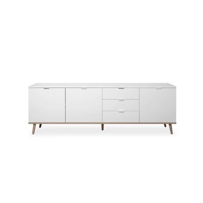 Long buffet blanc 3 portes 3 tiroirs ALVA PIER IMPORT
