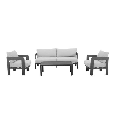 Salon de jardin en aluminium gris foncé  LORÉA MADE IN MEUBLES 