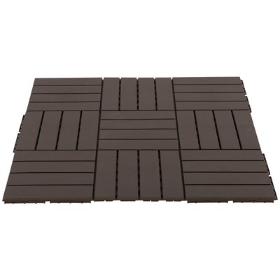 Caillebotis emboîtables - dalles terrasse - lot de  9 composite plastique imitation bois OUTSUNNY