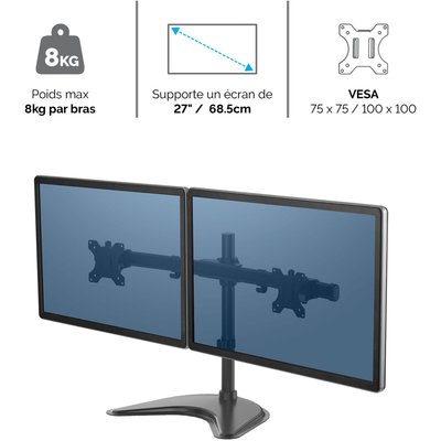 Support écran Support Double Horizontal sur pied FELLOWES
