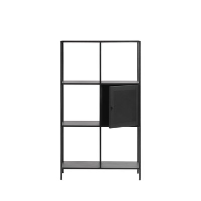 Bibliothèque 1 porte, 5 niches en métal H135cm - ABEL DRAWER