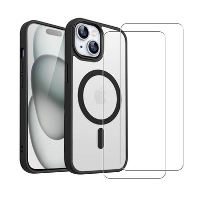 Coque Anti-choc compatible Magsafe pour Iphone 15 + 2 vitres EVETANE