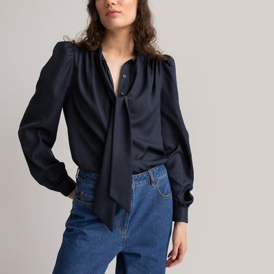 Блузка с галстуком-бантом и длинными рукавами LA REDOUTE COLLECTIONS