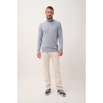 Pull Col Roulé 4 Fils Bleu Ivoire Sacha JUST CASHMERE