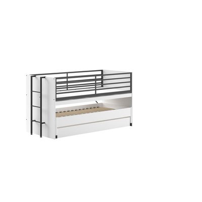 Lit mi-haut 90x200 sam blanc avec gigogne VIPACK