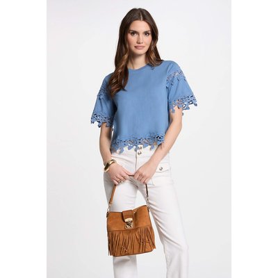 T-shirt manches courtes, détail guipure MORGAN