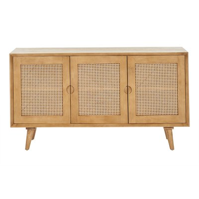 Buffet en bois manguier et cannage rotin 3 portes L145 cm LAKA MILIBOO