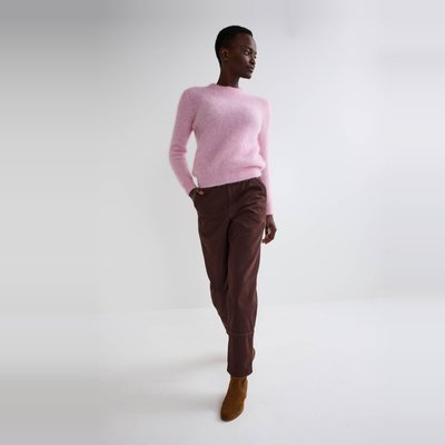 Pantalon carotte large uni en coton MONOPRIX