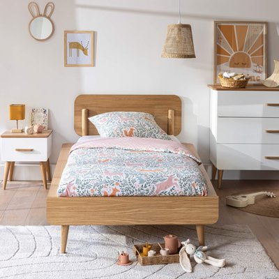 Ensemble lit et tête de lit en bois naturel - Smoothcloud TERRE DE NUIT