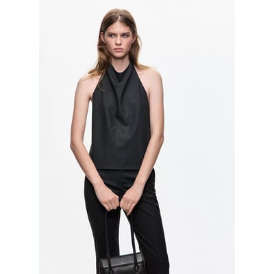 Pantalon flare rayures tennis MANGO