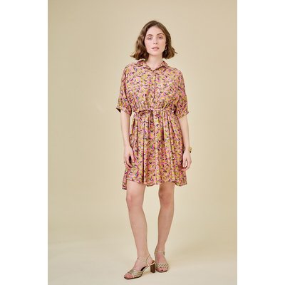 Robe courte imprimée, évasée, col chemise SEE U SOON