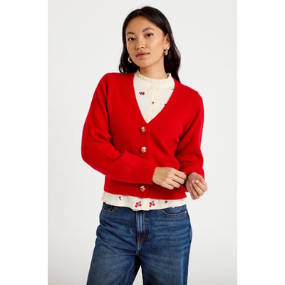 Gilet col v broderie manches longues CACHE CACHE