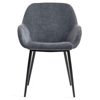 Chaise repas avec accoudoirs tissu chenille  pied métal ZAGO