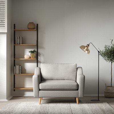 Rosa Curve Soft Woven Snuggle Chair with Light Wood Legs SO'HOME