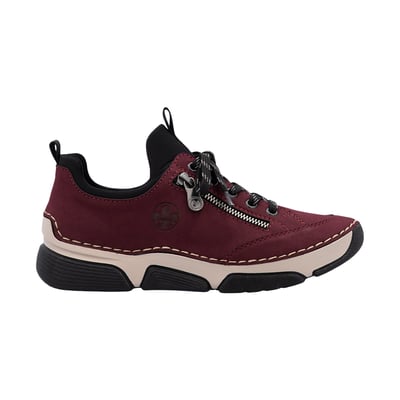 Sneakers noires à talon compensé bas avec semelle beige et zip latéral RIEKER