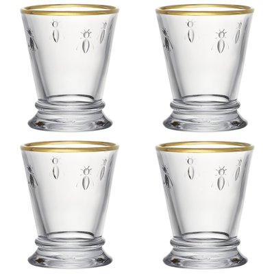 Coffret de 4 verres à eau bord or, ABEILLE LA ROCHERE