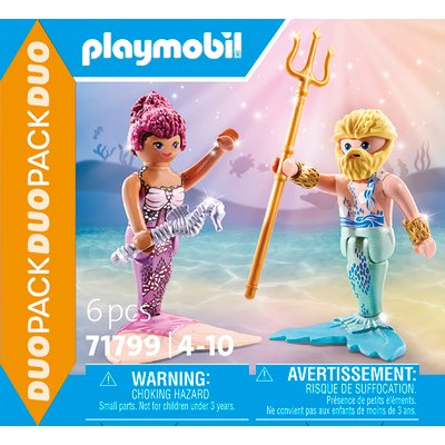 Duo : Couple de sirène et triton avec sceptre et trident PLAYMOBIL