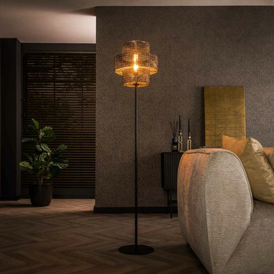 Lampadaire d'ambiance avec abat-jour frise métallique TRIBECA PIER IMPORT