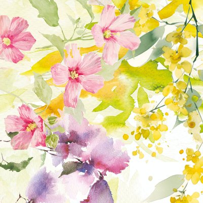 Serviette métis lin & coton lavé SOUFFLE FLEURI GARNIER-THIEBAUT