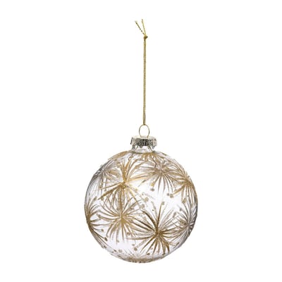 Boule de Noël Verre 90 mm Motif Fleurs FEERIC LIGHTS & CHRISTMAS