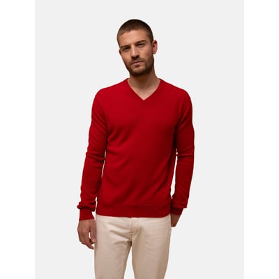 Pull Col V  Rouge Tom JUST CASHMERE