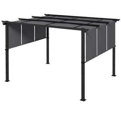 Pergola 3 toiles coulissantes - dim. 3,57L x 2,96l x 2,35H m OUTSUNNY