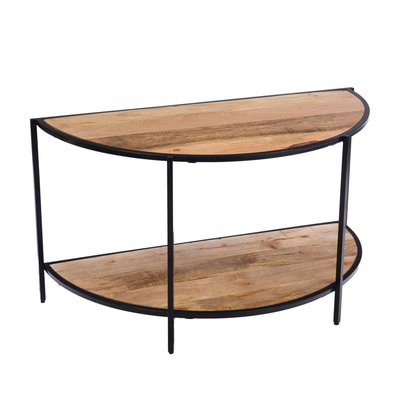 Console demi lune 2 niveaux en bois de manguier AMADEUS