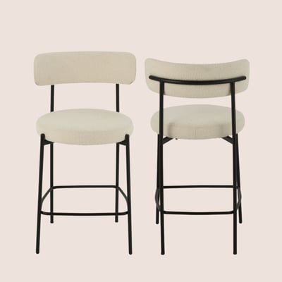 Chaises de bar en métal noir et bouclette (lot de 2) - GERDA HELLIN, DEPUIS 1862