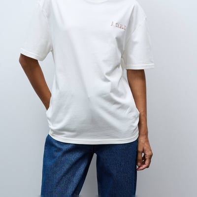 T-shirt manches courtes avec broderie et imprimé en coton BIO GOTS MONOPRIX