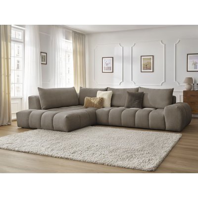 Canapé d'angle fixe 4 places en tissu texturé, EVEREST BOBOCHIC