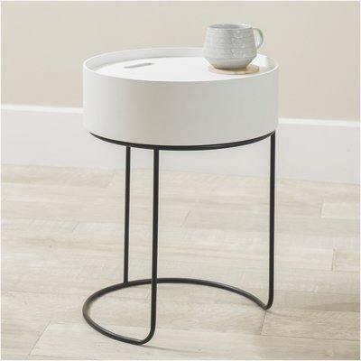 Round Storage Side Table with Metal Frame SO'HOME