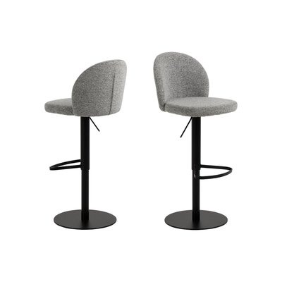 Tabourets de bar tissu gris clair piétement métal noir (lot de 2) - PATIA HELLIN, DEPUIS 1862