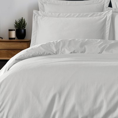 Housse de couette rayée réversible satin de coton VERSALUXE SENSEI MAISON
